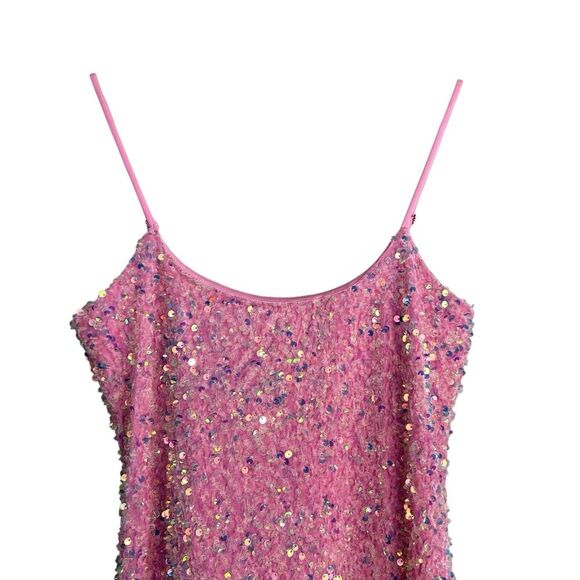 Lucy in the Sky Iridescent Sequin Bodycon Dress in Pink Size medium Party - Picture 3 of 9